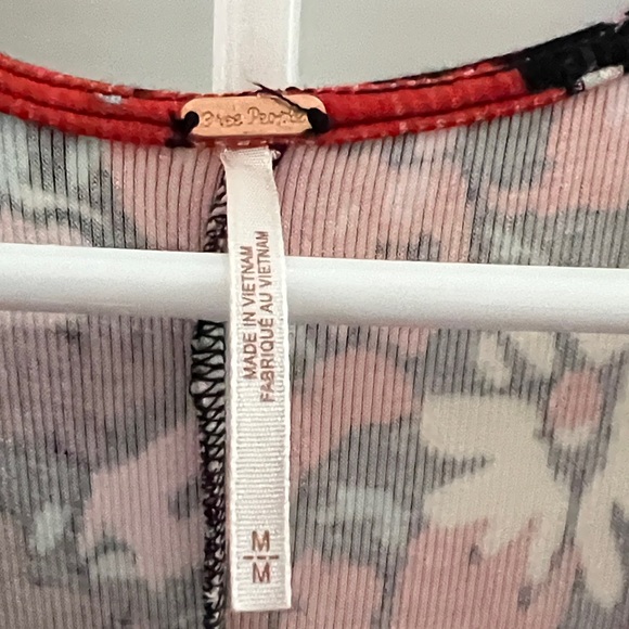 Free People Floral Twist-Front Midi Dress in Navy, Pink and White - Picture 2 of 7